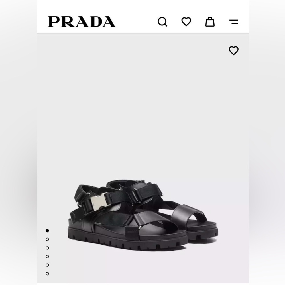 Prada Black Strap Leather Sandals with Buckle